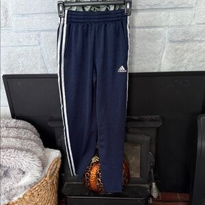 Adidas Kids Blue Joggers with White Stripes